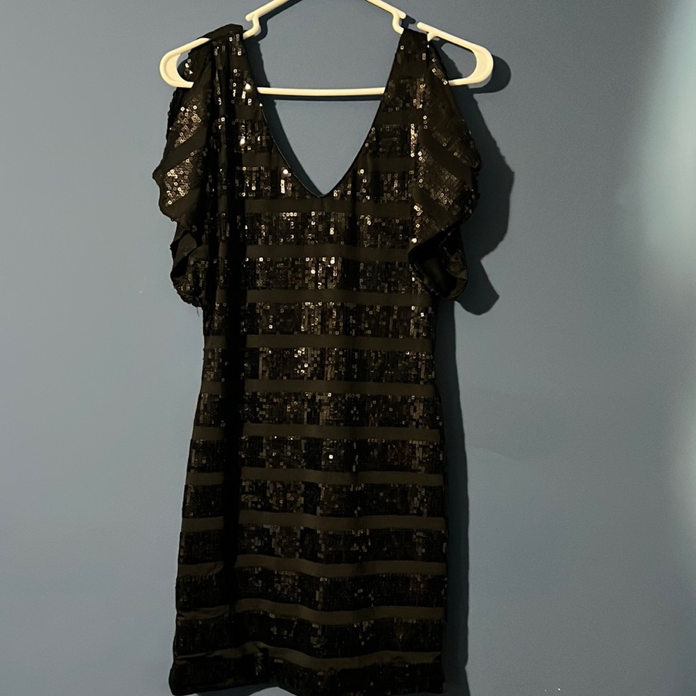 Black sparkly sequin cocktail dress from As U Wish